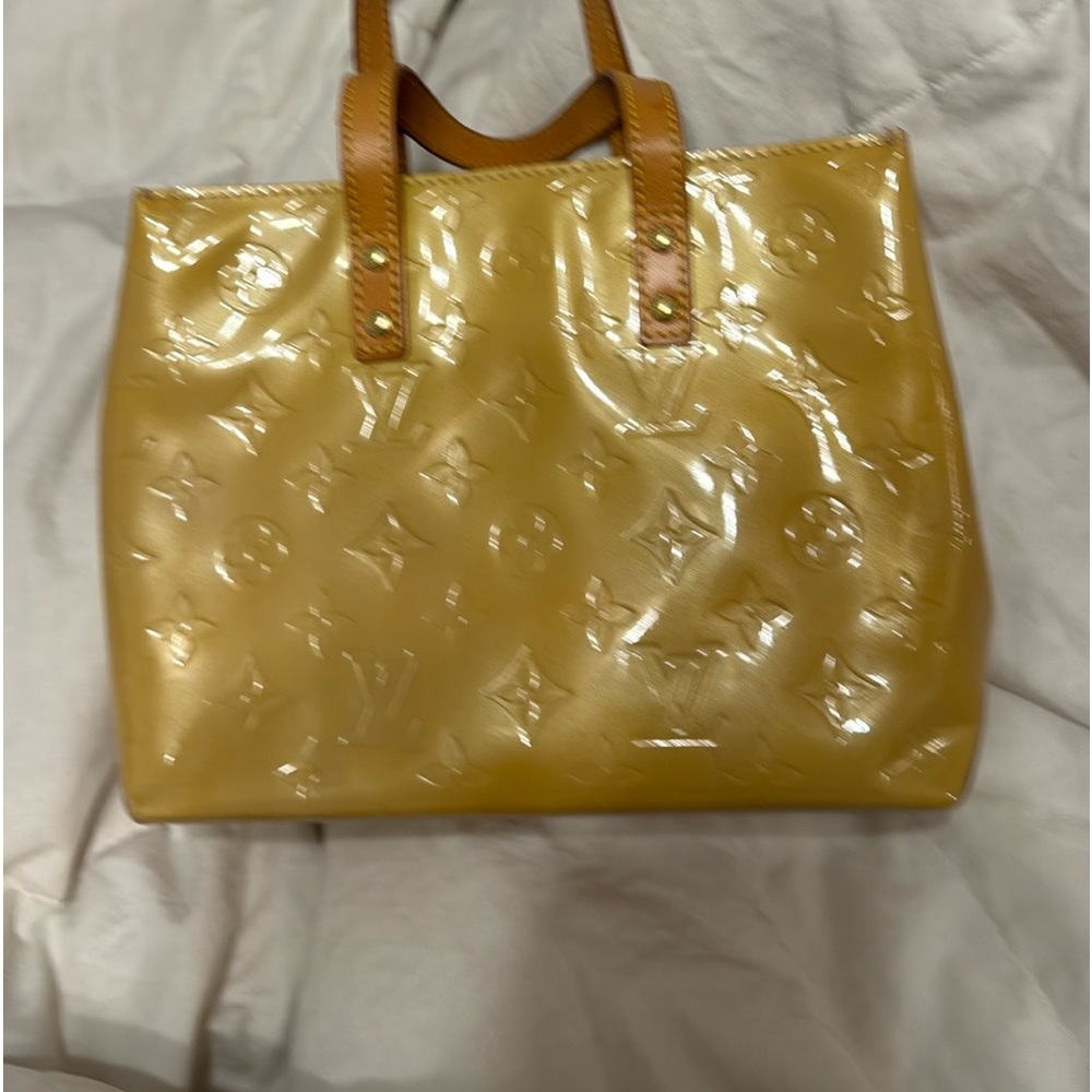 Louis Vuitton Bag Reade Monogram Vernis Pm Yellow/Gold Patent Leather Tote Small